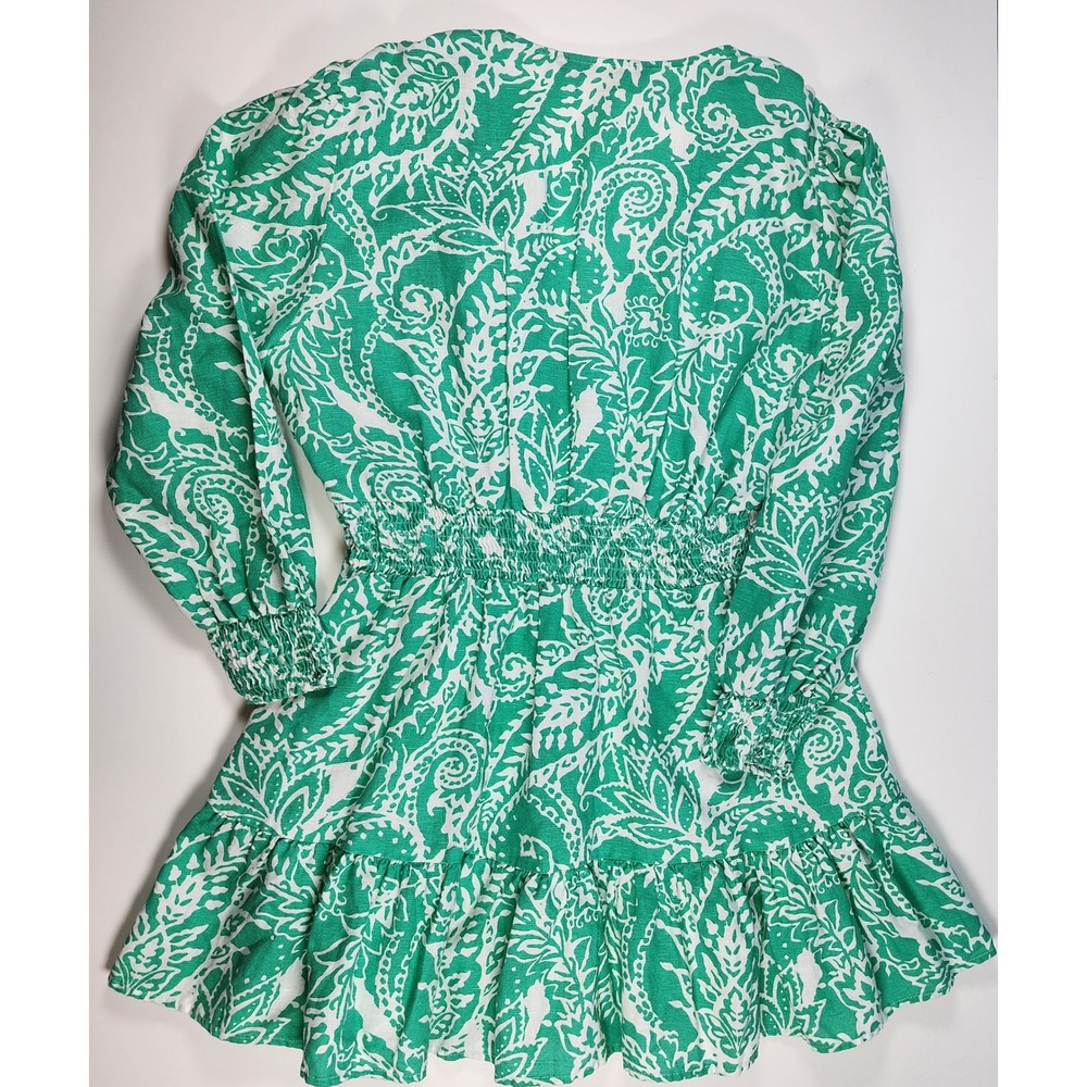 Zara Women's Linen Boho Paisley Cottagecore Resort Mini Dress Size XL - Picture 10 of 10